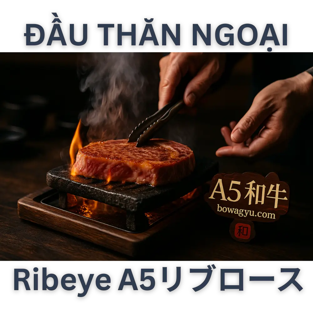 A5和牛リブロース(Riburoosu / Ribeye) 👨🍳 A5和牛リブロースの美味しい調理方法🥩 ステーキ(steak) リブロース(riburoosu)は、ステーキに最適なカットです。 自然解凍後、ペーパータオルで水分を拭き取りましょう。 油は使わず、熱々の鉄フライパンで焼くのが理想です。 表面に焼き色をつけるように中火で片面約1〜1.5分ずつ焼く。 軽く塩・胡椒で味付け、ミディアムレアで仕上げると、とろける食感が堪能できます。