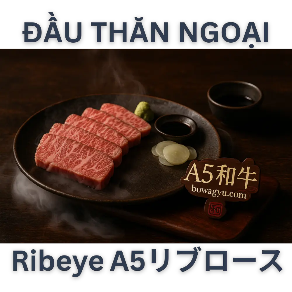 A5和牛リブロース(Riburoosu / Ribeye) 🍽 A5和牛リブロースで作れる人気レシピ5選A5和牛リブロース(ribeye)は、さまざまな料理に応用できる多用途な部位です。特に以下の5つは、素材の魅力を最大限に引き出す代表的なレシピです: しゃぶしゃぶ(shabu-shabu) – 優しい出汁とともに、肉の甘みが引き立つ一品。 焼肉(yakiniku) – 香ばしくジューシー、脂の香りが食欲をそそります。 和牛タタキ(wagyu tataki) – 表面を炙って薄切りにし、ポン酢や薬味と一緒に楽しむ。 和牛寿司(wagyu sushi) – 酢飯にとろける和牛をのせた贅沢な一口。 鉄板ステーキ(teppan steak) – 鉄板で焼いた熱々のステーキを岩塩やわさびで。 📌 いずれのメニューも、A5和牛リブロースの柔らかさと旨味、脂のキレを存分に活かすことができます。