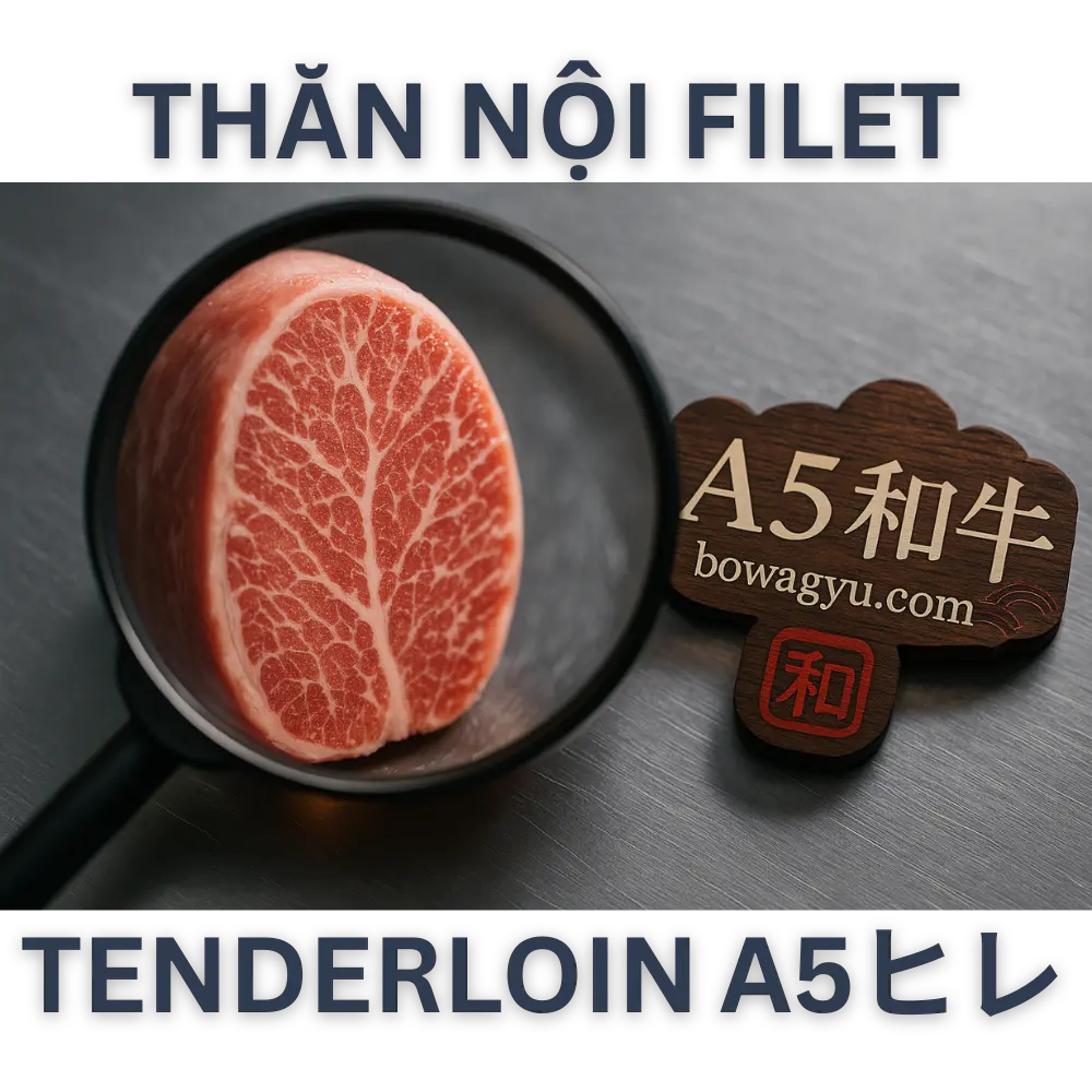 Japanese A5 Wagyu Tenderloin (Filet / Hire / Shatoburian) 📦 A5 Wagyu Filet Details & Specifications Attribute Description Product Name Japanese A5 Wagyu Tenderloin (Filet / Hire / Shatoburian) Japanese Names A5和牛ヒレ / A5和牛フィレ Brand Hitachi-Gyu (常陸牛) – Mizuho Farm Origin Ibaraki Prefecture, Japan Weight Options 500g – 1kg Packaging Vacuum-sealed and flash-frozen Storage Keep frozen at -18°C Shelf Life 24 months from the manufacturing date Grade A5 grade Wagyu – A5ランク
