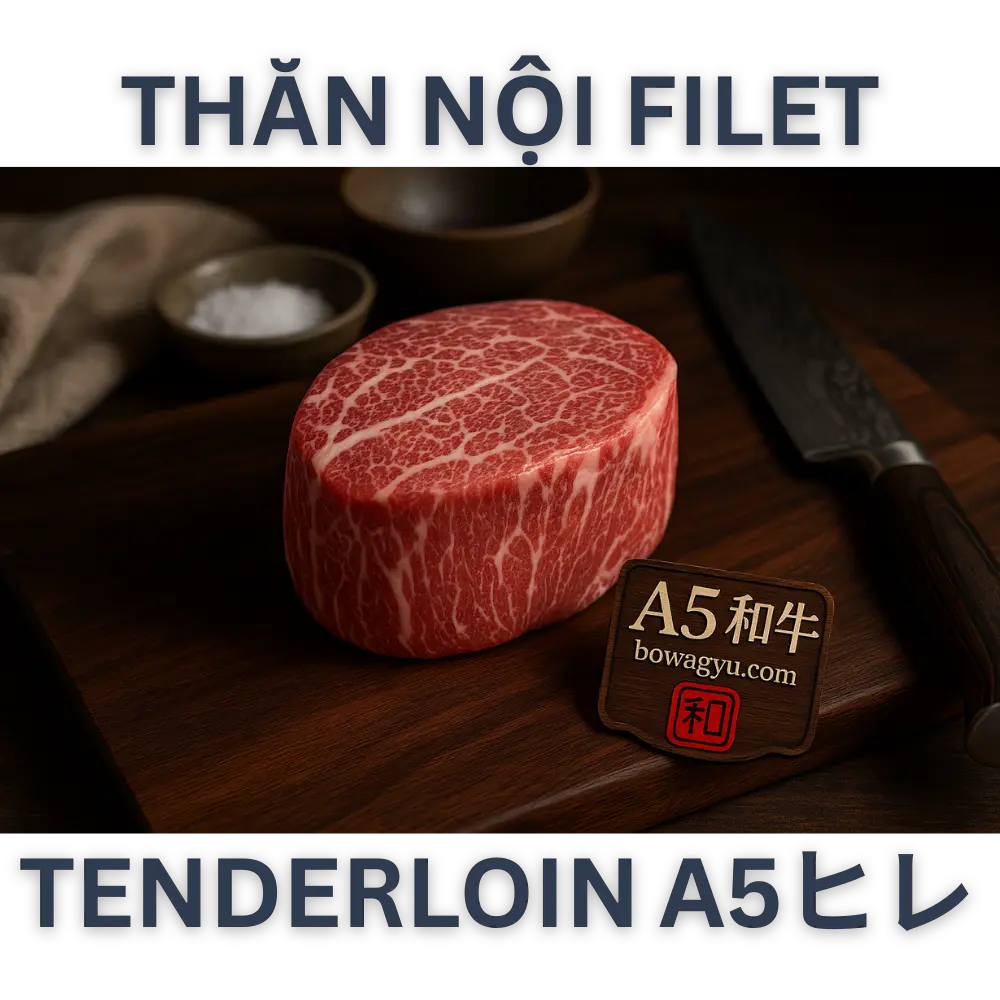 Japanese A5 Wagyu Tenderloin (Filet / Hire / Shatoburian) 🐮 Brand Background: Hitachi-Gyu & Mizuho Farm Hitachi-Gyu is a premium label raised in the pristine environment of Mizuho Farm. This farm specializes in breeding purebred Japanese Black cattle (黒毛和牛) using traditional techniques and nutrient-rich diets. Thanks to this meticulous care, every slice of Japanese A5 Wagyu beef delivers exceptional flavor, texture, and quality.