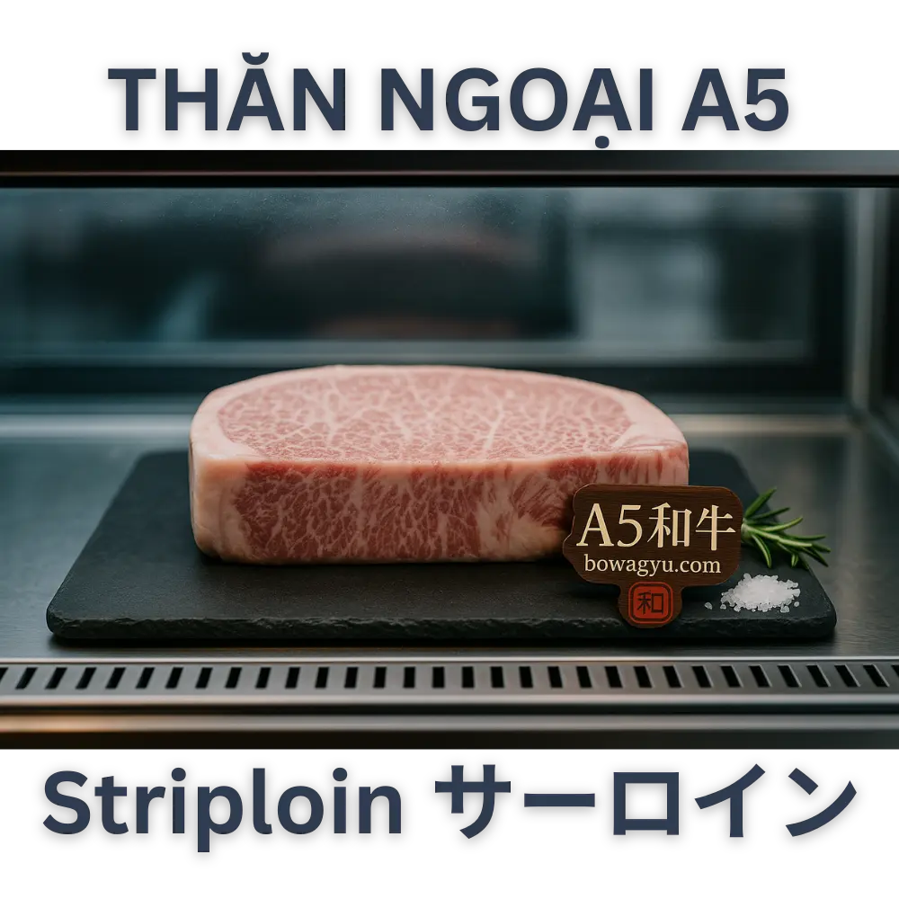 Thăn Ngoại Bò Wagyu A5 Nhật Bản (Striploin / Sāroin) – Hàng Đấu Giá 🧠 Lợi ích sức khỏe của thịt bò WagyuThịt bò A5 Wagyu có tốt không? Chứa vitamin B12 và các khoáng chất thiết yếu ✔️ Cung cấp vitamin B12, sắt, kẽm – giúp cải thiện chức năng thần kinh và tạo máu. ✔️ Axit béo không bão hòa cao, hỗ trợ tim mạch và tăng cường trí nhớ.